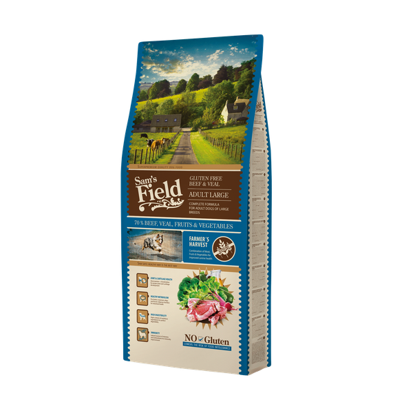 Afbeelding Sam's Field Adult Large Rund&Kalf&Aardappel - Hondenvoer - 13 kg door Petsplace.nl