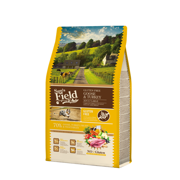 Afbeelding Sam's Field Adult Large Gans&Kalkoen&Aardappel - Hondenvoer - 2.5 kg door Petsplace.nl