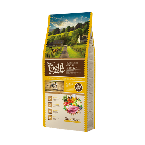 Afbeelding Sam's Field Adult Large Gans&Kalkoen&Aardappel - Hondenvoer - 13 kg door Petsplace.nl