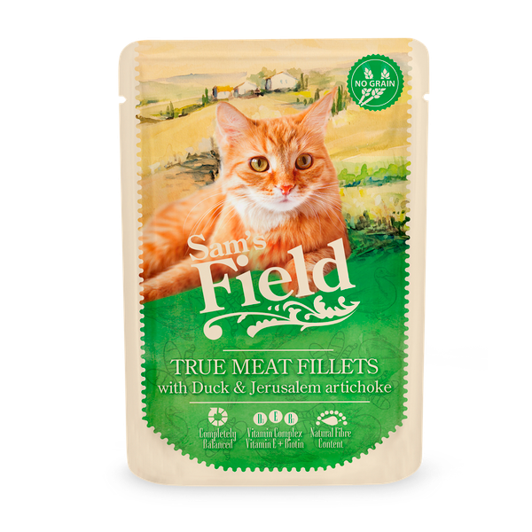 Sam's Field Cat Pouch True Meat Filets 85 g - Kattenvoer - Kip&Eend&Aardpeer