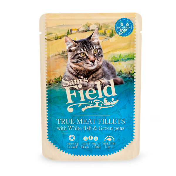 Sam's Field Cat Pouch True Meat Filets 85 g - Kattenvoer - Kip&Vis&Erwt