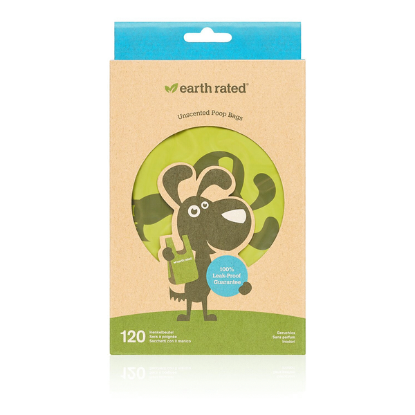 Afbeelding Earth Rated Poepzakjes Met Handvat - Hondenpoepzakjes - 17.7x34.2 cm Groen 120 stuks door Petsplace.nl