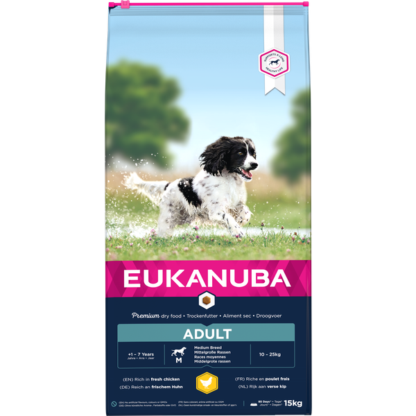 Afbeelding Eukanuba Active Adult Medium Breed kip hondenvoer 15 kg door Petsplace.nl