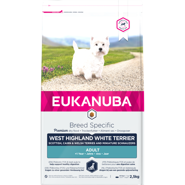 Afbeelding Eukanuba West Highland White Terrier hondenvoer 2,5 kg door Petsplace.nl