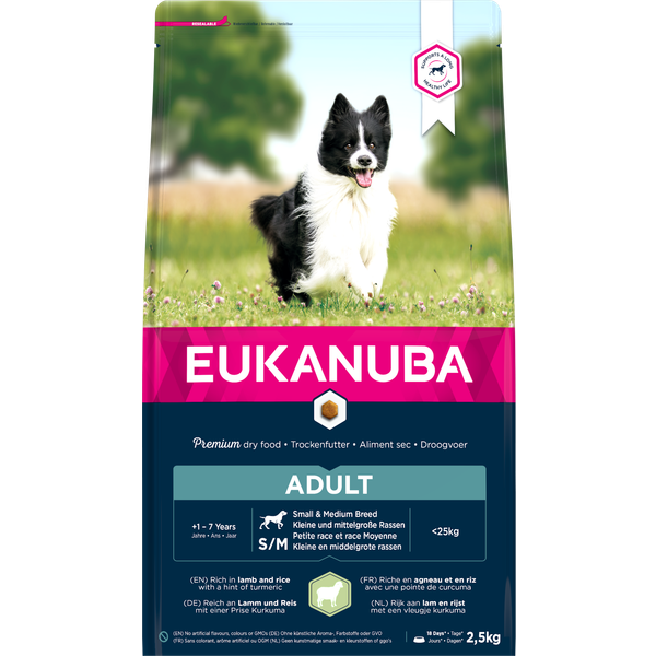 Eukanuba Adult Small/Medium Lam & Rijst hondenvoer 2,5 kg