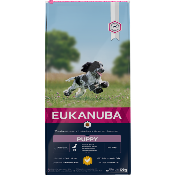 Afbeelding Eukanuba Puppy Medium Breed hondenvoer 2 x 12 kg door Petsplace.nl