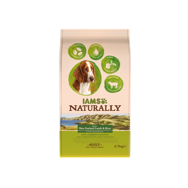 Afbeelding Iams Naturally Adult Lam & Rijst hondenvoer 2,7 kg door Petsplace.nl