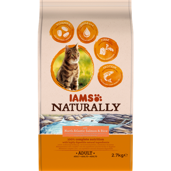 Iams Naturally Adult Zalm & Rijst kattenvoer 2,7 kg