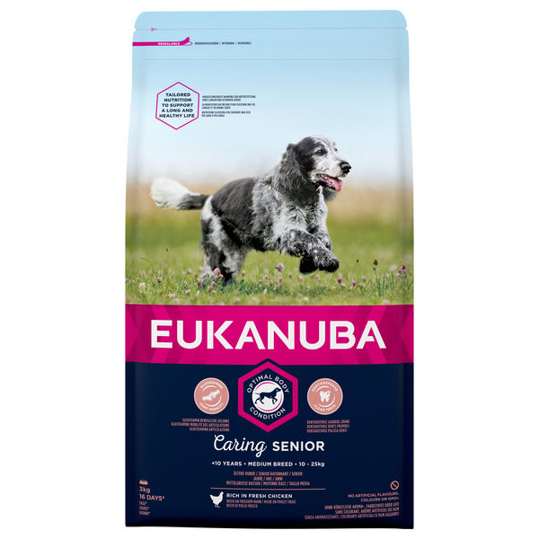 Afbeelding Eukanuba Caring Senior Medium Breed kip hondenvoer 3 kg door Petsplace.nl