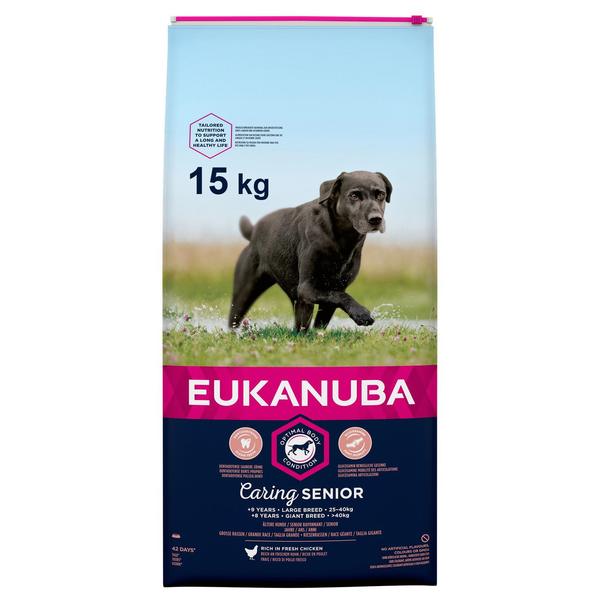 Afbeelding Eukanuba Caring Senior Large Breed kip hondenvoer 15 kg door Petsplace.nl
