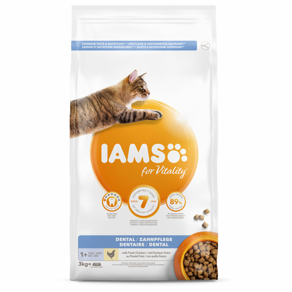 Afbeelding Iams for Vitality Adult Dental kattenvoer 3 kg door Petsplace.nl