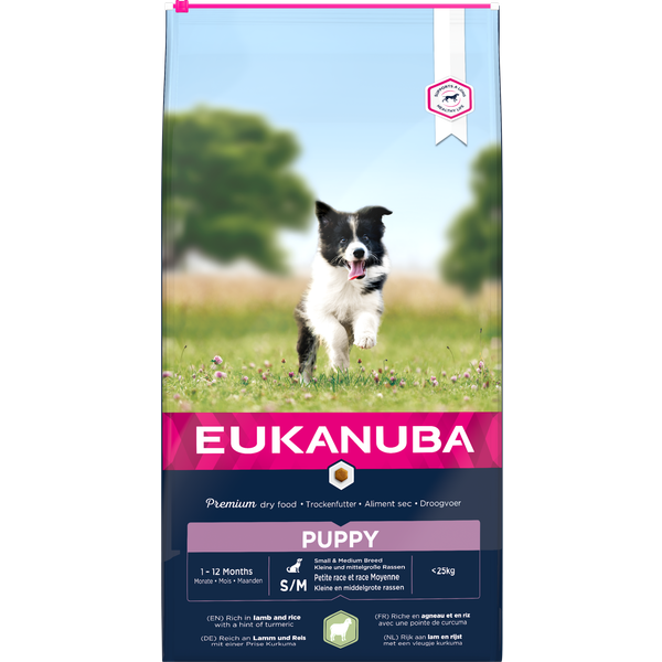 Afbeelding Eukanuba Puppy Small Medium lam & rijst hondenvoer 12 kg door Petsplace.nl