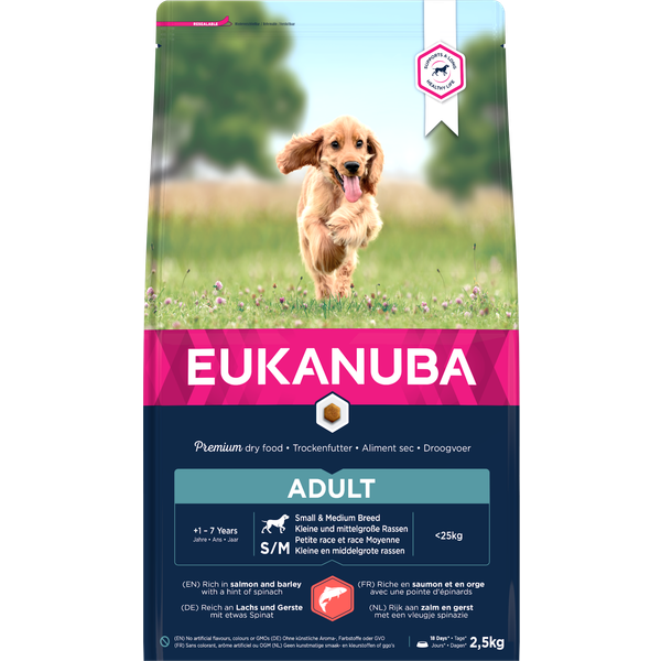Eukanuba Adult Small Medium zalm & gerst hondenvoer 2,5 kg
