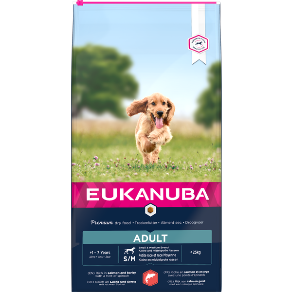Afbeelding Eukanuba Adult Small Medium zalm & gerst hondenvoer 12 kg door Petsplace.nl