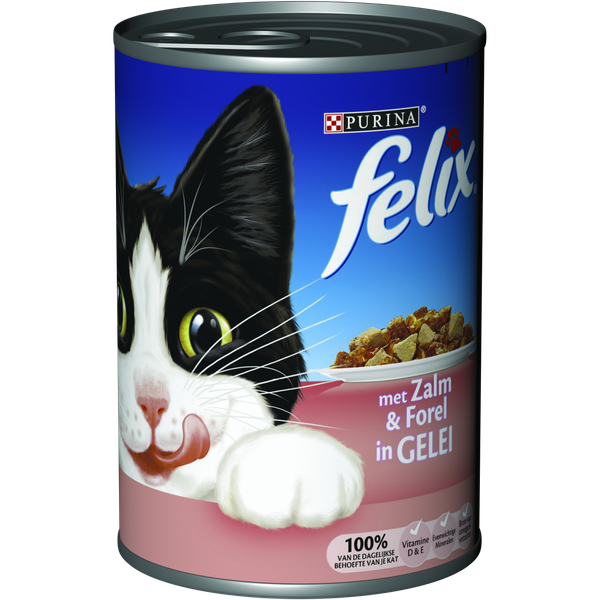 Afbeelding Felix Blik Gelei 400 g - Kattenvoer - Zalm&Forel door Petsplace.nl