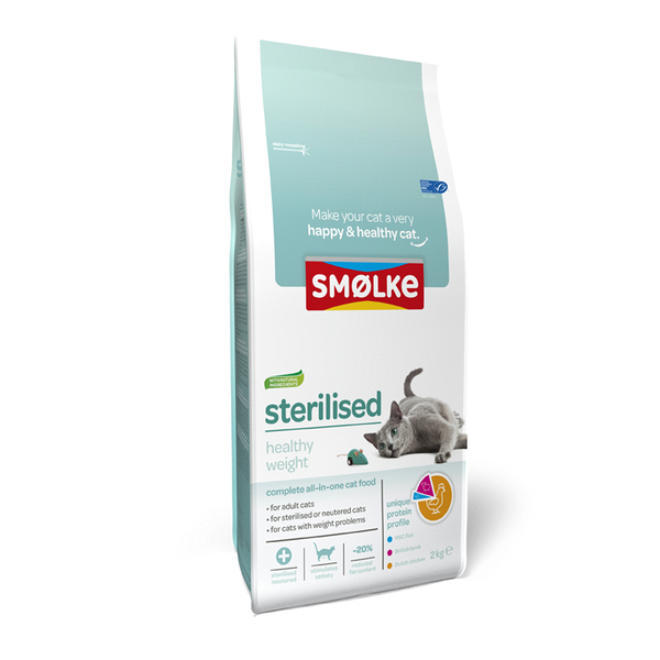 Afbeelding Smolke Cat Sterilised Gevogelte&Tarwe&Rijst - Kattenvoer - 2 kg door Petsplace.nl