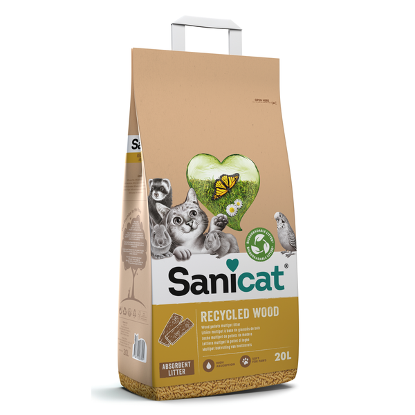 Afbeelding Sanicat Recycled Wood Pellets - Kattenbakvulling - 20 l door Petsplace.nl