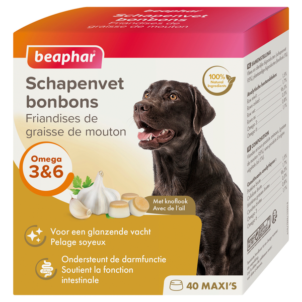 Afbeelding Beaphar Schapenvet Bonbons Met Knoflook Per verpakking door Petsplace.nl