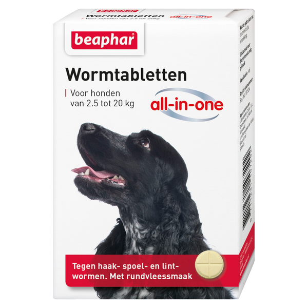 Beaphar Wormmiddel All-in-One (2,5 - 20 kg) hond 2 Tabletten