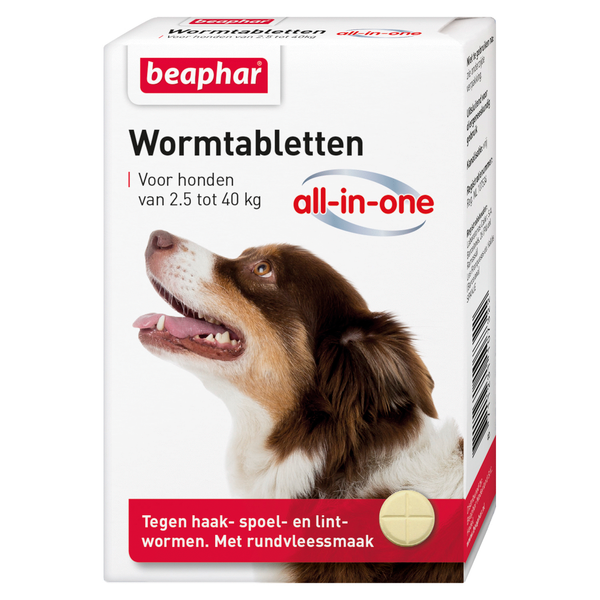 Beaphar Wormmiddel All-in-One (2,5 - 40 kg) hond 4 Tabletten