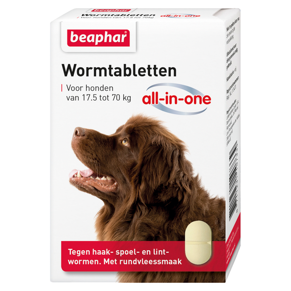 Afbeelding Beaphar Wormmiddel All-in-One (17,5 - 70 kg) hond 2 Tabletten door Petsplace.nl