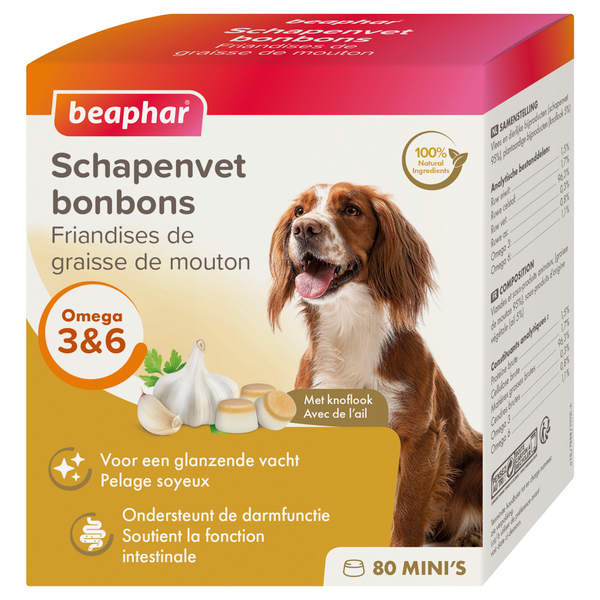 Afbeelding Beaphar Schapenvet Mini Bonbons met Knoflook Per verpakking door Petsplace.nl