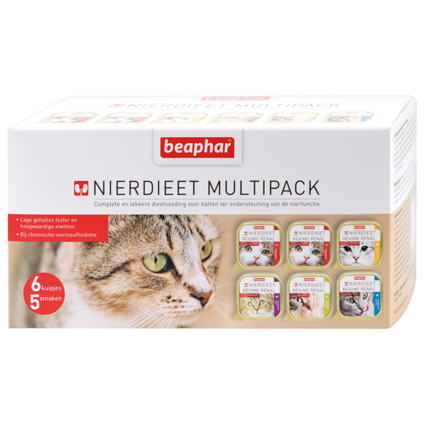 Afbeelding Beaphar Nierdieet Kat Multi Pack 6x100 g - Kattenvoer - Kip&Eend&Lam door Petsplace.nl