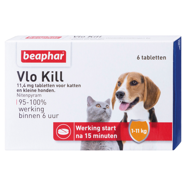 Afbeelding Beaphar Vlo Kill (tot 11 kg) kat en hond 6 Tabletten door Petsplace.nl