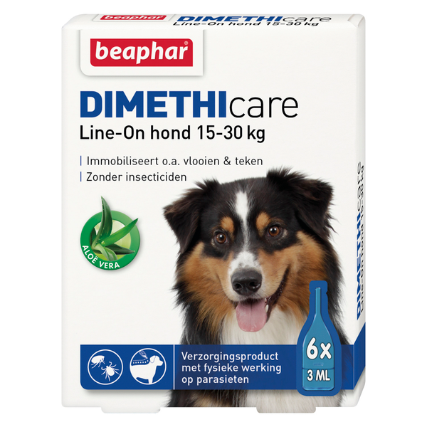 Beaphar Dimethicare Line On Hond Anti vlooien en tekenmiddel 6x3 ml Van 15 Tot 30kg