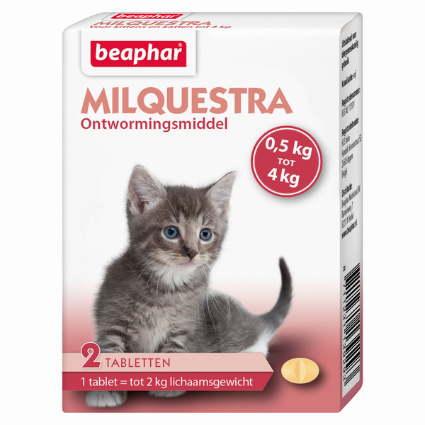 Afbeelding Beaphar Milquestra Ontwormingsmiddel kleine kat en kitten 2 Tabletten door Petsplace.nl