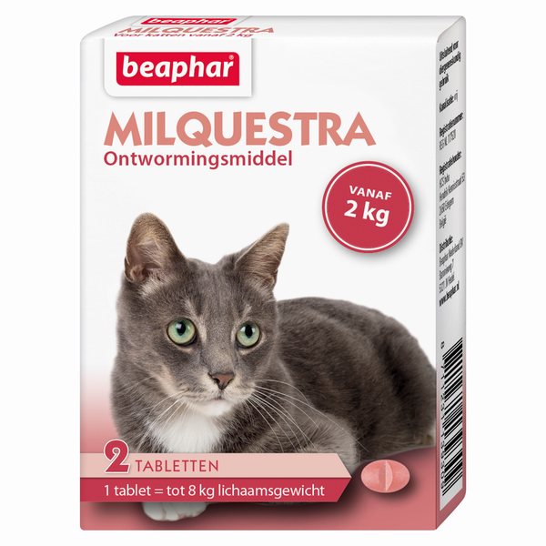 Afbeelding Beaphar Milquestra Ontwormingsmiddel kat 2 Tabletten door Petsplace.nl