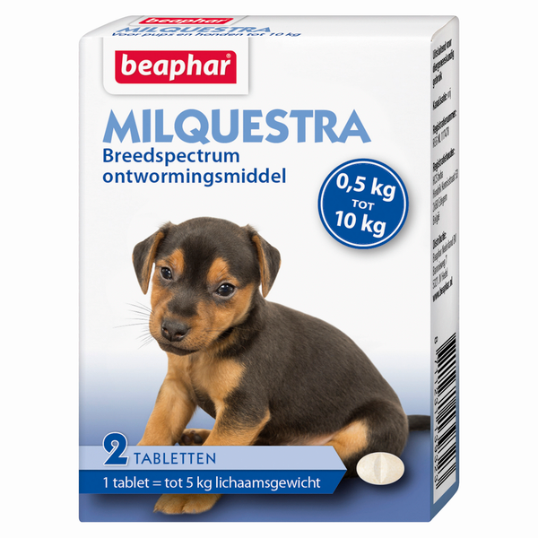 Afbeelding Beaphar Milquestra Ontwormingsmiddel kleine hond en puppy 2 Tabletten door Petsplace.nl