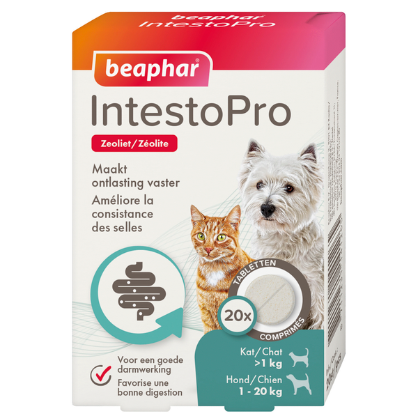 Afbeelding Beaphar IntestoPro tabletten voor hond en kat 20 tabletten door Petsplace.nl