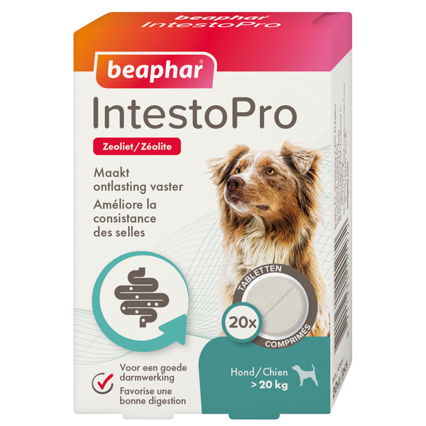 Afbeelding Beaphar IntestoPro tabletten voor honden vanaf 20 kg 20 tabletten door Petsplace.nl