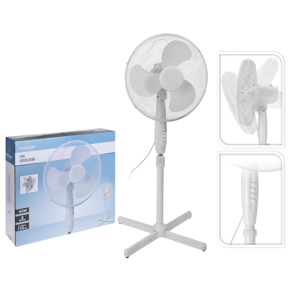 Excellent Electrics Staande Ventilator Wit (45W)