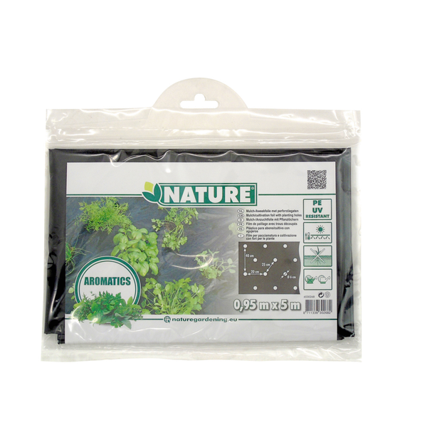 Nature Kweekfolie Tuinkruiden - Groeifolie Gronddoek - 0.95x5 m Zwart Anti-Uv