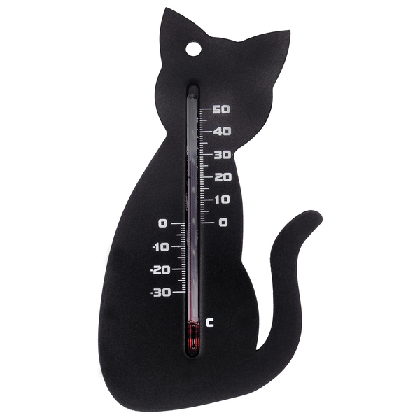 Nature Muurthermometer - Kat - Thermometer - Zwart