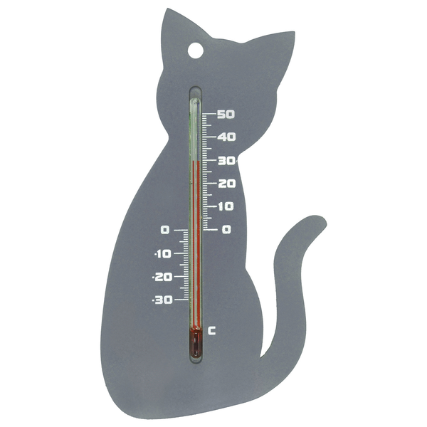 Nature Muurthermometer Kat - Thermometer - Grijs