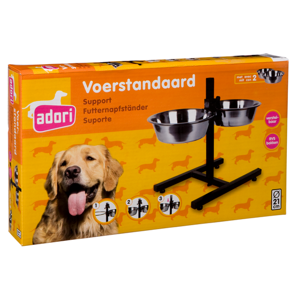 Afbeelding Adori H Standaard Inclusief 2 Bakken - Hondenvoerbak - 21 cm door Petsplace.nl