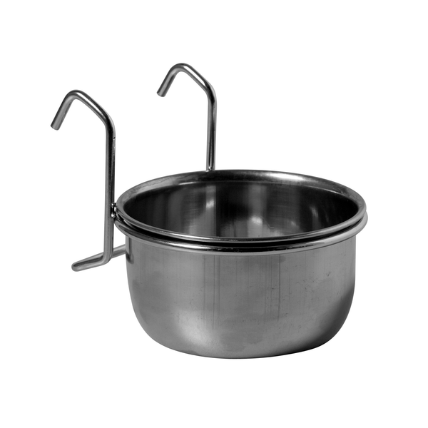 Afbeelding Adori Rvs Bak Met Ophangbeugel - Vogel - Voerbak- Drinkbak - 9 cm Vogel door Petsplace.nl