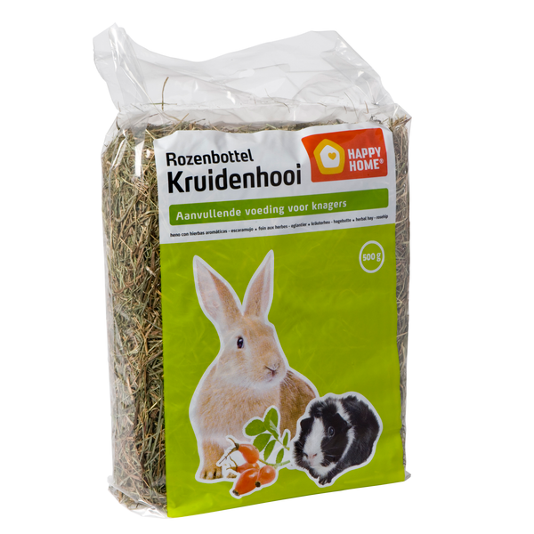 Afbeelding Happy Home Kruidenhooi 500 g - Ruwvoer - Rozenbottel door Petsplace.nl