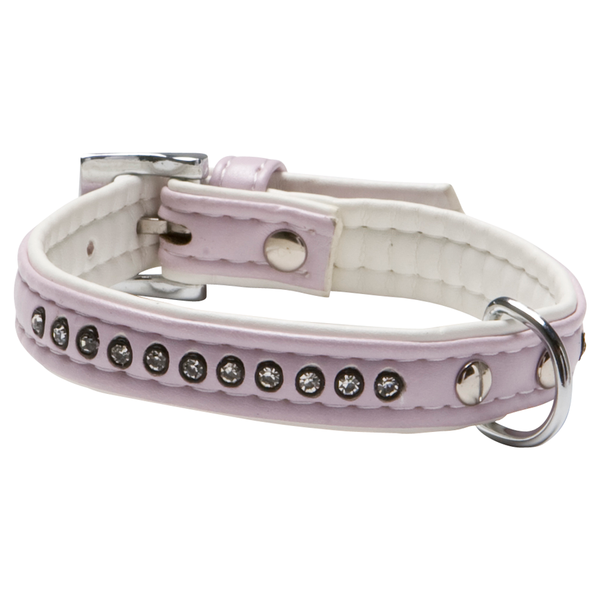 Afbeelding Ploeg Halsband Artleder 34mm Monte Carlo Lichtroze - Hondenhalsband - 55 cm door Petsplace.nl