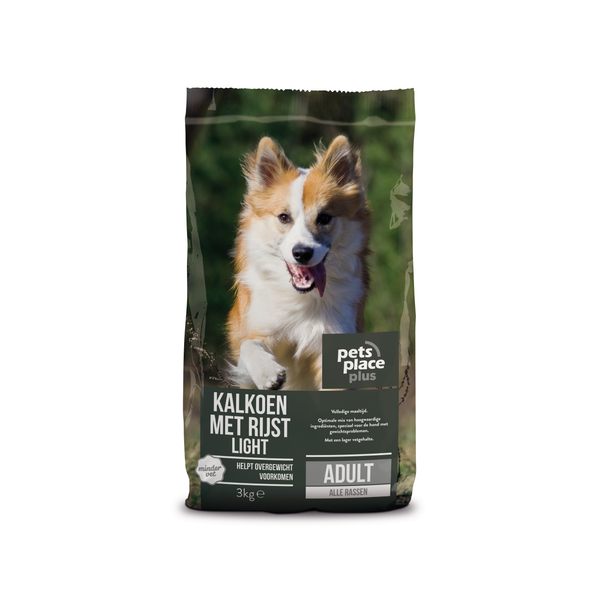 Pets Place Plus Hond Adult Light Kalkoen&Rijst - Hondenvoer - 3 kg