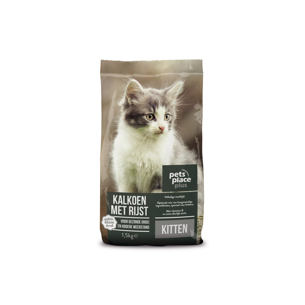 Pets Place Plus Kittens - Kattenvoer - Kalkoen Rijst 1.5 kg