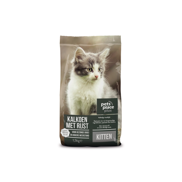 Afbeelding Pets Place Plus Kittens - Kattenvoer - Kalkoen Rijst 1.5 kg door Petsplace.nl