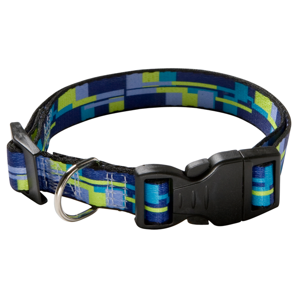 Adori Klikhalsband Nylon Print Blauw&Lime - Hondenhalsband - 45-70x2.5 cm