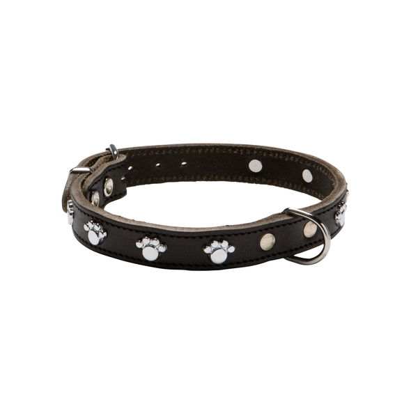 Adori Halsband Soft Met Voetjes Donkerbruin - Hondenhalsband - 40x1.6 cm