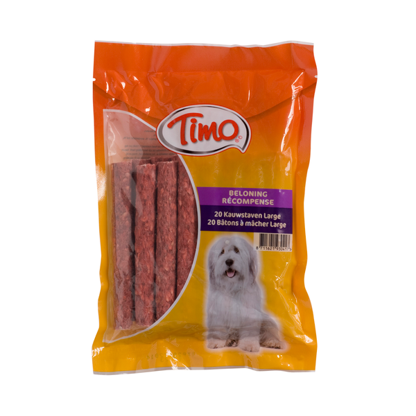 Afbeelding Timo Kauwstaaf Munchy - Hondensnacks - Rund 13 cm Rood door Petsplace.nl