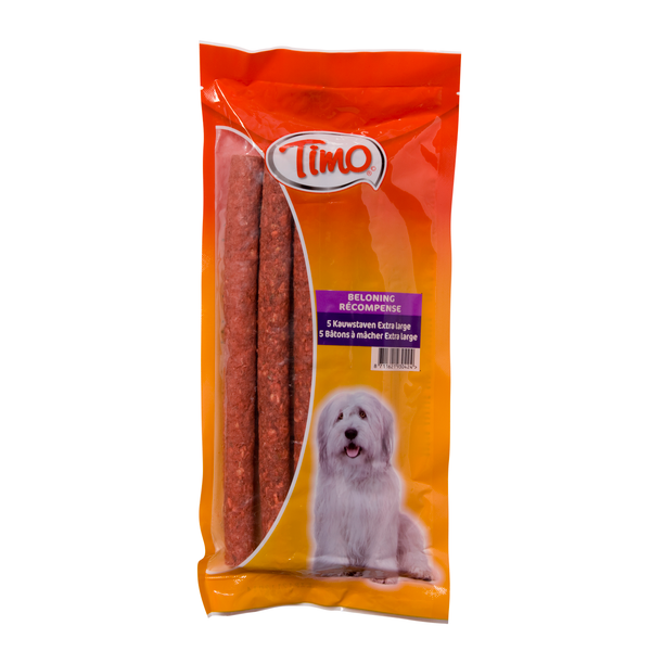 Afbeelding Timo Kauwstaaf Munchy - Hondensnacks - Rund 25 cm Rood door Petsplace.nl