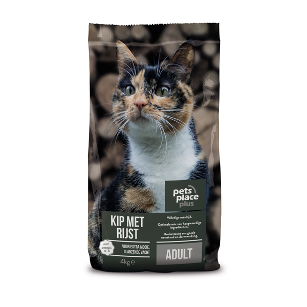 Afbeelding Pets Place Plus Kat Adults Kip&Rijst - Kattenvoer - 4 kg door Petsplace.nl